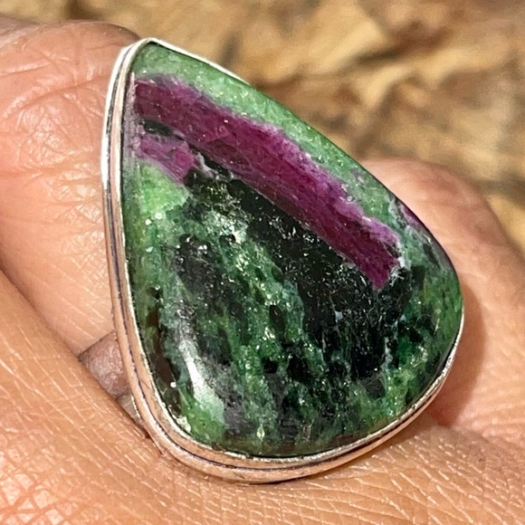 Anyolite Ruby Zoisite Ring Size 7 3/4 - Picture 7 of 16
